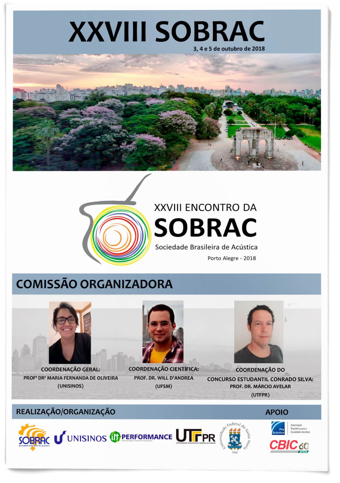 Capa - XXVIII Encontro da Sociedade Brasileira de Acústica - Porto Alegre 2018 (Acústica e Vibrações 49)