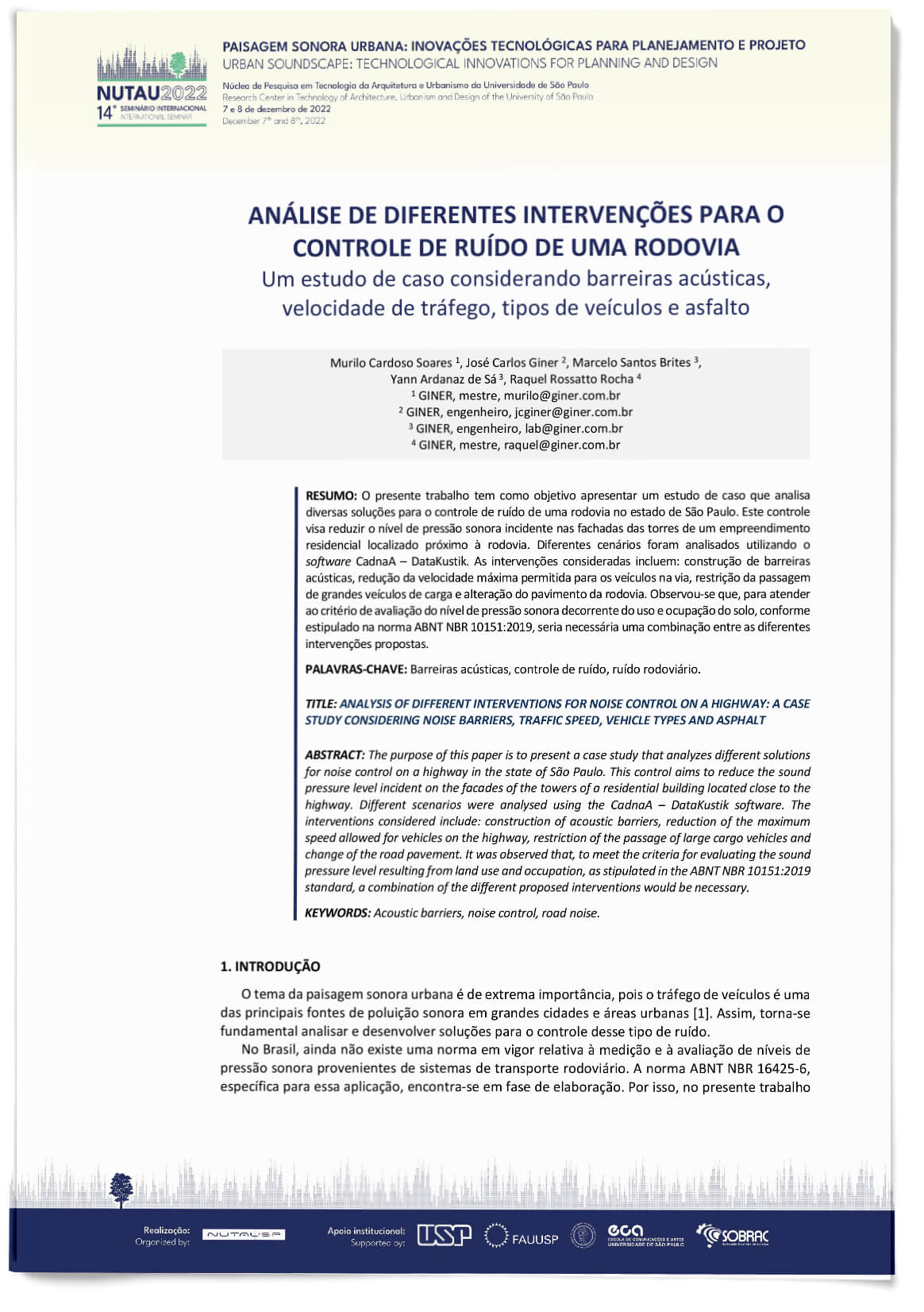 Análise de diferentes intervenções para o controle de ruído de uma rodovia