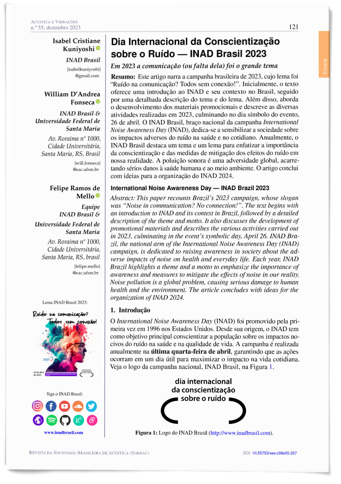 Dia Internacional da Conscientização sobre o Ruído - INAD Brasil 2023