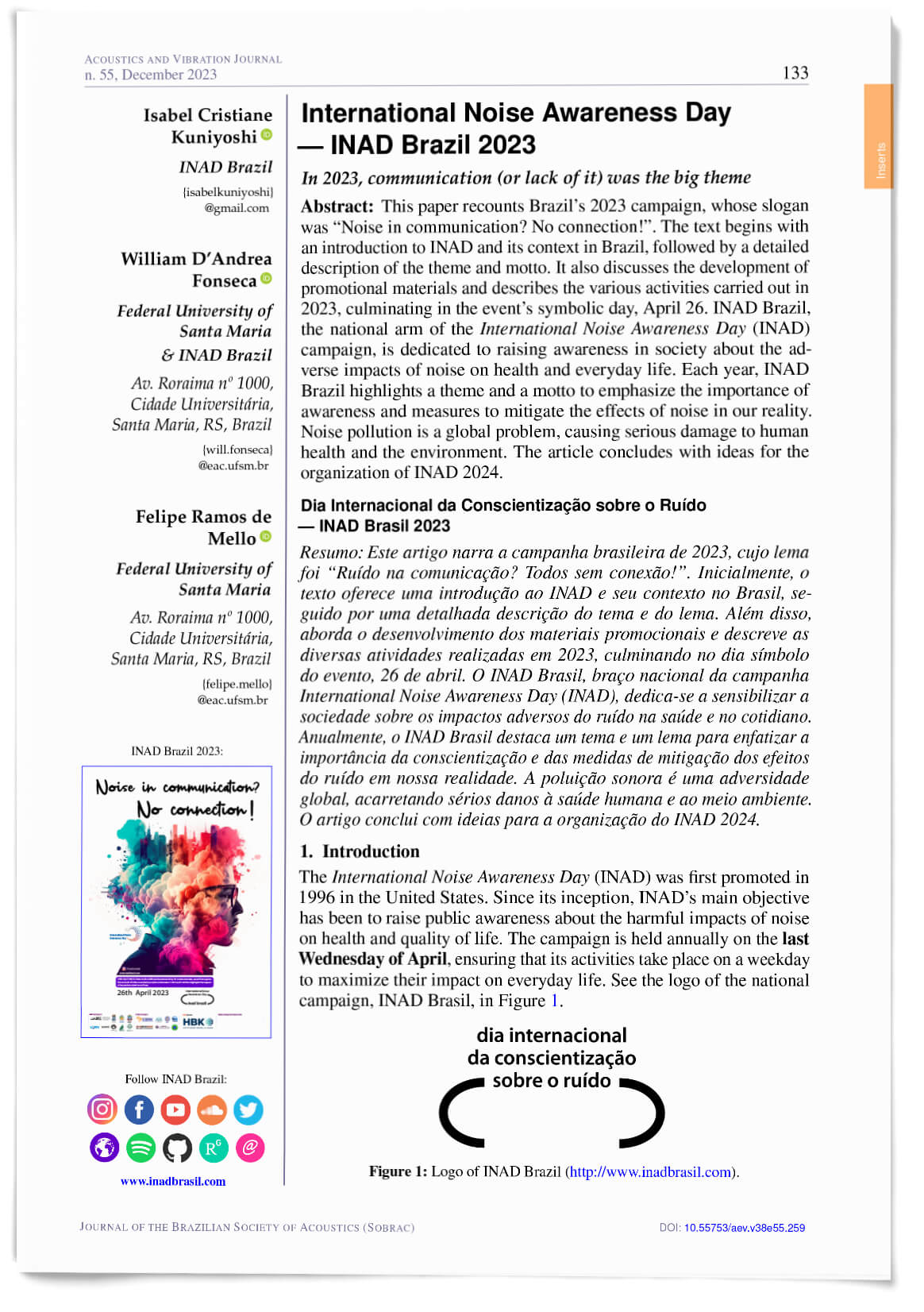 International Noise Awareness Day - INAD Brazil 2023